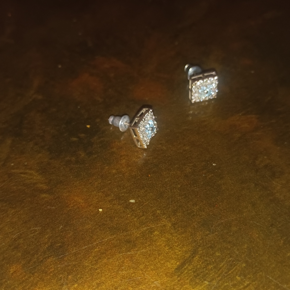 Square Silver Stud Earrings - image 3
